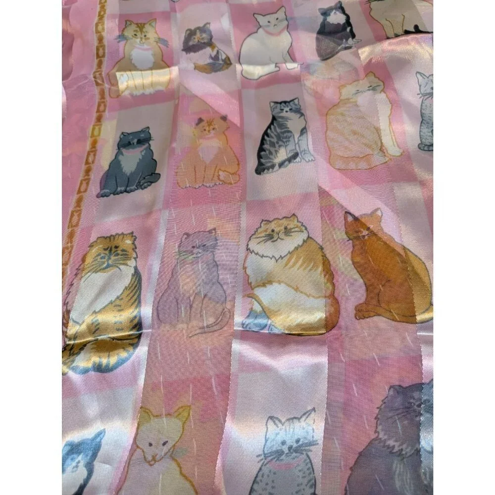 A.W. Items Multiple Breeds Cat Scarf Fish Border Pink Polyester Silk Feel 60x13